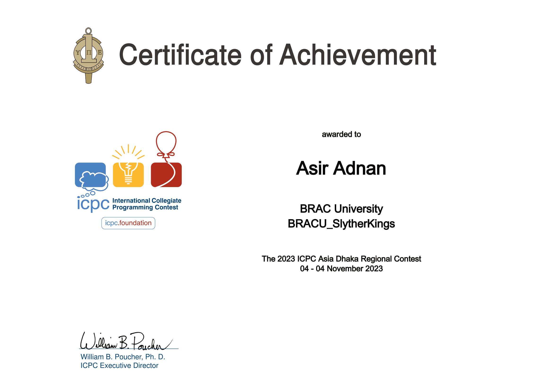 ICPC Asia Dhaka Regional 2023 Contestant